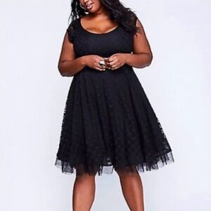 Lane Bryant Black Lace Dress with Tule in Size 16